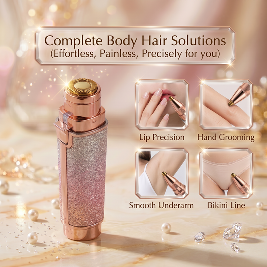 Luvrel™ Signature 2-in-1 Precision Hair Trimmer & Shaver – Rose Gold Glitter Edition