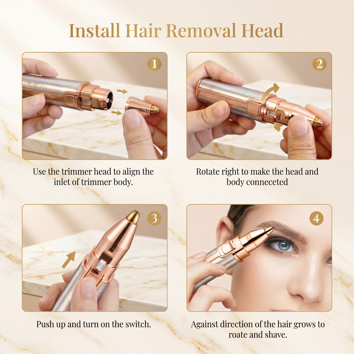 Luvrel™ Signature 2-in-1 Precision Hair Trimmer & Shaver – Rose Gold Glitter Edition