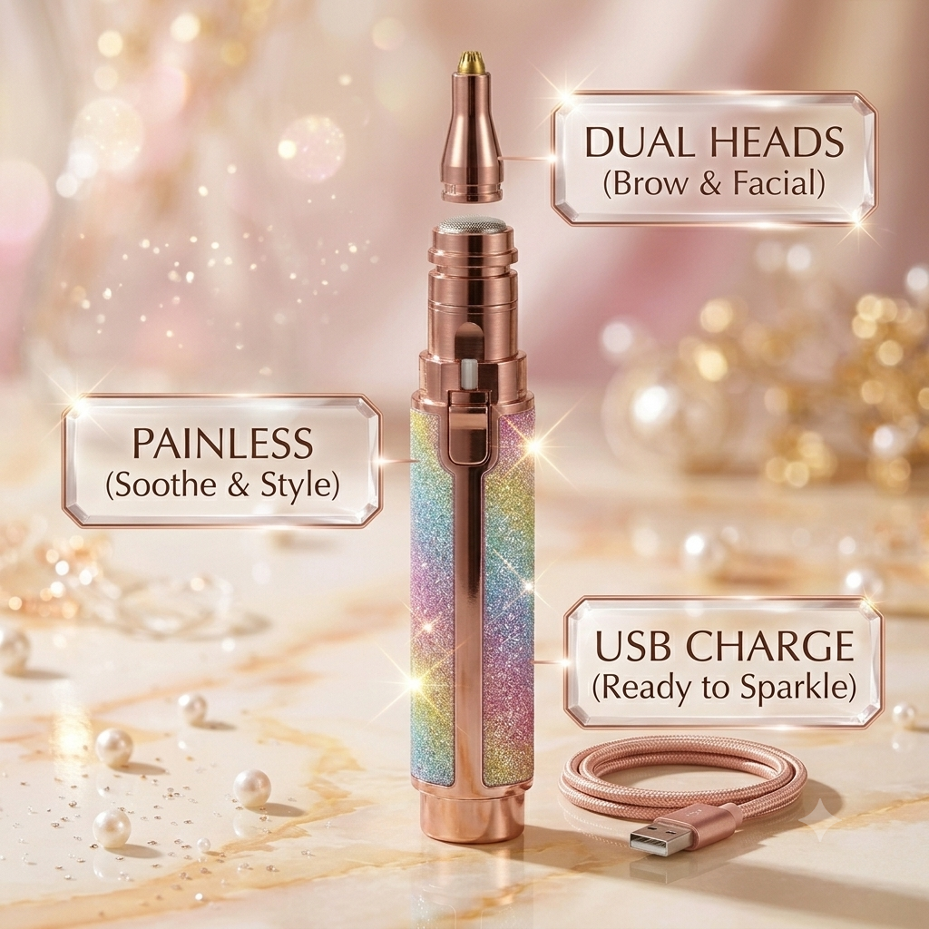 Luvrel™ Signature 2-in-1 Precision Hair Trimmer & Shaver – Rose Gold Glitter Edition