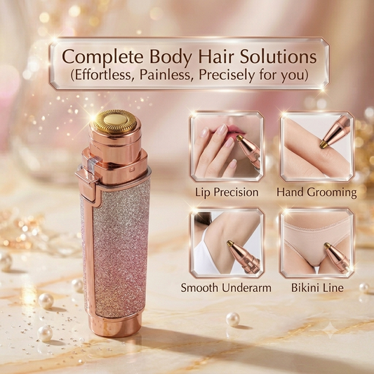 Luvrel™ Signature 2-in-1 Precision Hair Trimmer & Shaver – Rose Gold Glitter Edition