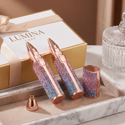 Luvrel™ Signature 2-in-1 Precision Hair Trimmer & Shaver – Rose Gold Glitter Edition