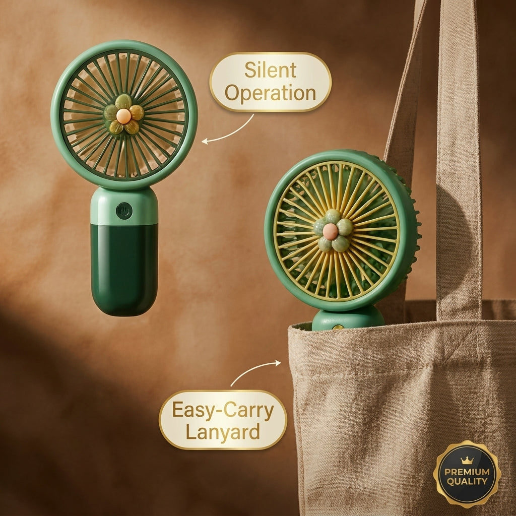 3-Speed Rechargeable Mini Hand Fan (With Desk Stand)