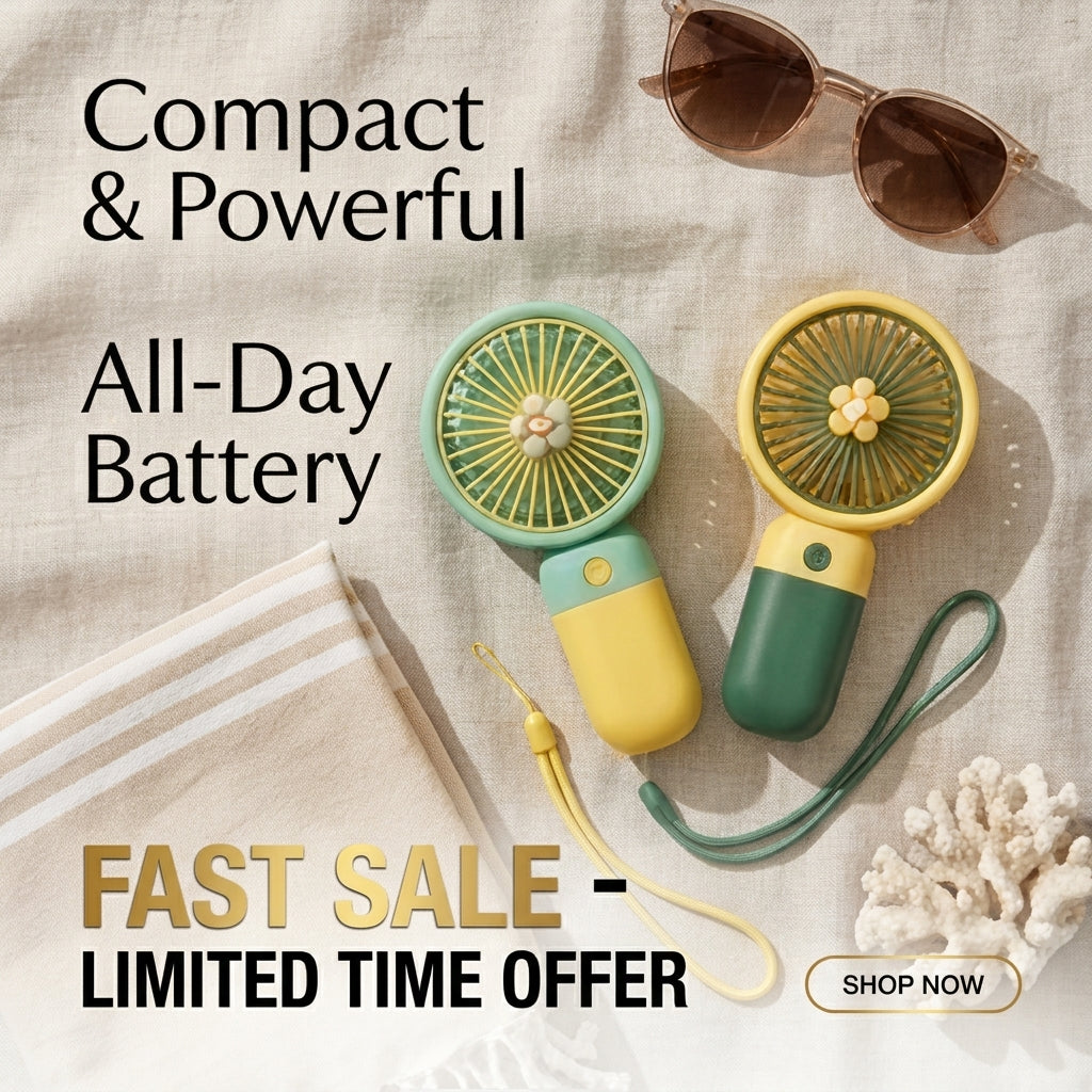 3-Speed Rechargeable Mini Hand Fan (With Desk Stand)